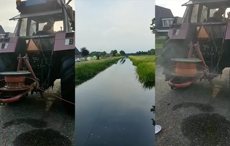 Afkoelen in Overijssel: Wakeboarden met behulp van een trekker