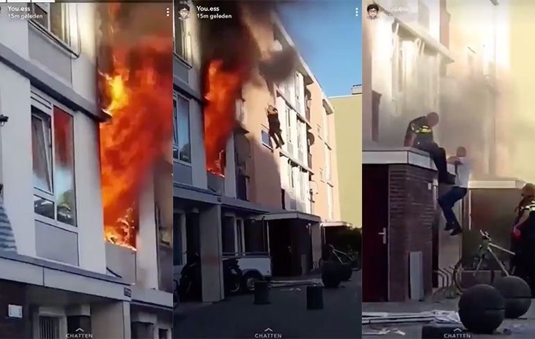 Andere beelden sprong agent uit brandende flat in Utrecht