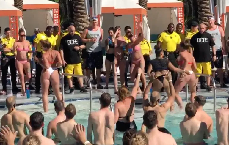 Andere dame wilde ook meedoen aan wedstrijdje billen schudden...