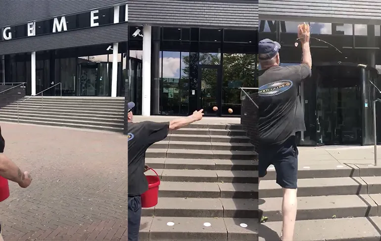 Arie heeft gemeentehuis van Oss bekogeld met eieren