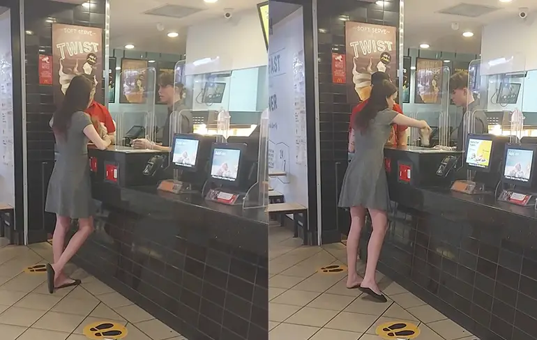 Australische mevrouw ongeduld gooit drinken over medewerker Mickey D