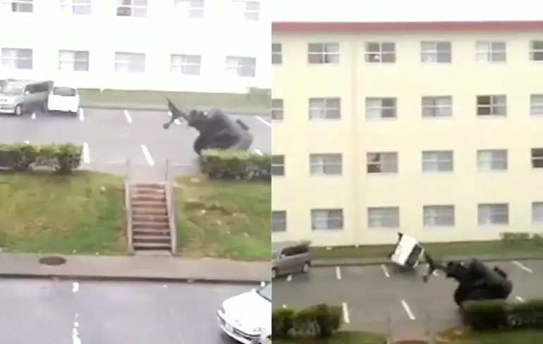 Auto is geen partij voor flinke storm