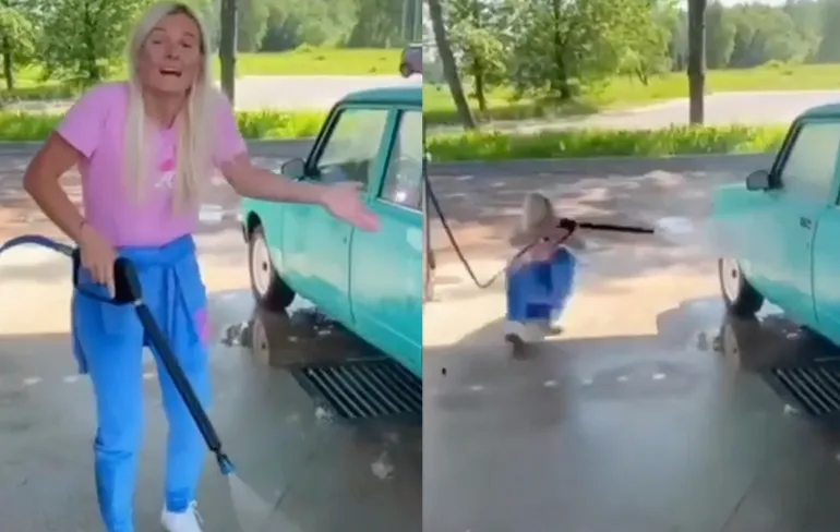 Auto wassen toch hele uitdaging voor vrouw