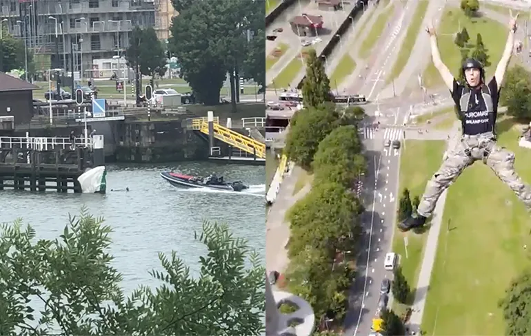 Basejumpen van de Euromast gaat ook weleens mis