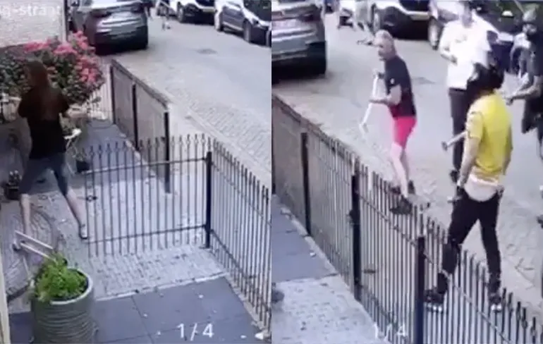 Beelden uit de hand gelopen burenruzie in Den Bosch: Matten met ijzeren staaf en riek