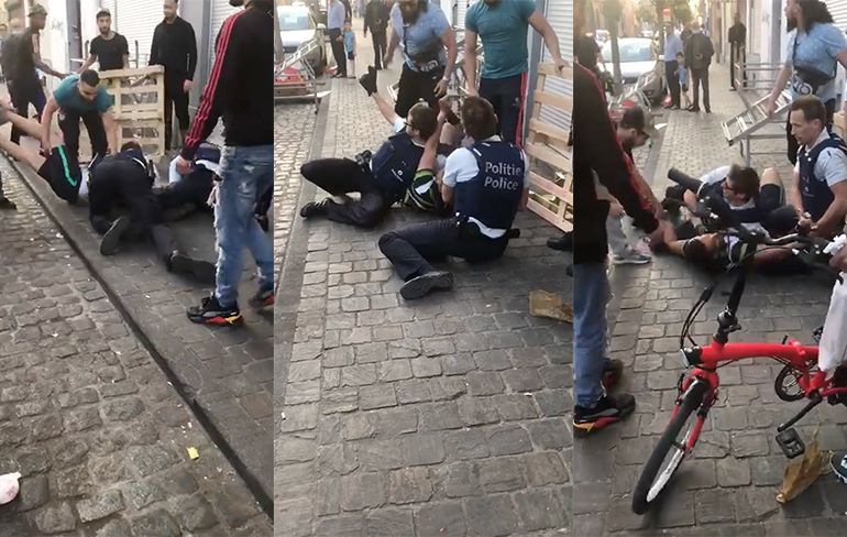 Belgische politievakbond deelt beelden van uit de hand gelopen arrestatie in Brussel