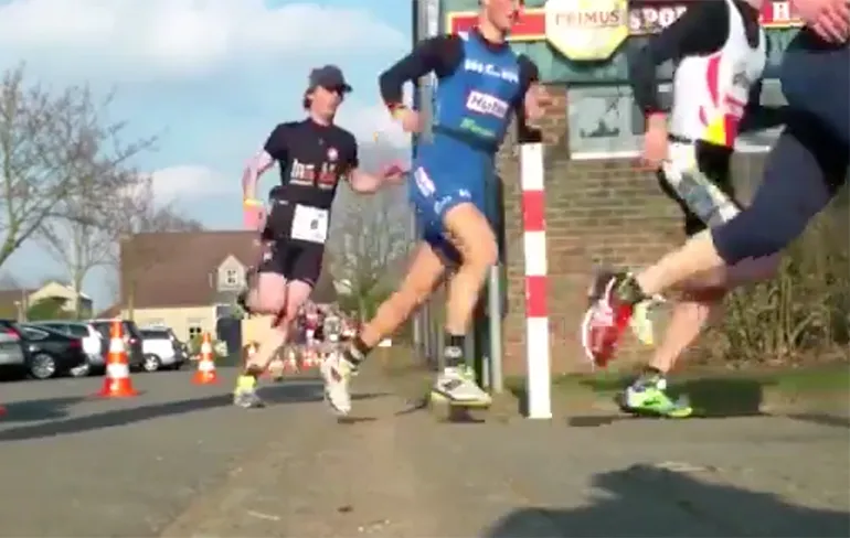 Belgische triatleet kan kinderbijslag schudden door paaltje