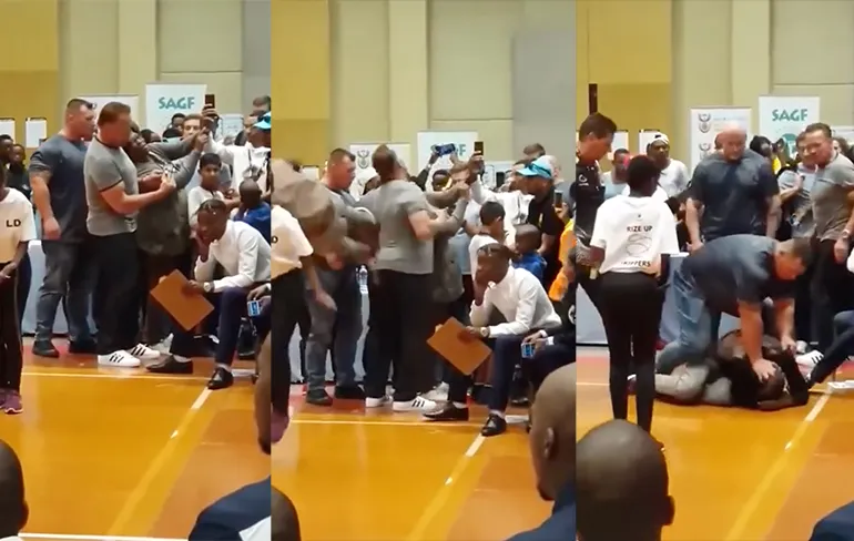 Beter beeld van dwaas die drop kick uitdeelde aan Arnold Schwarzenegger