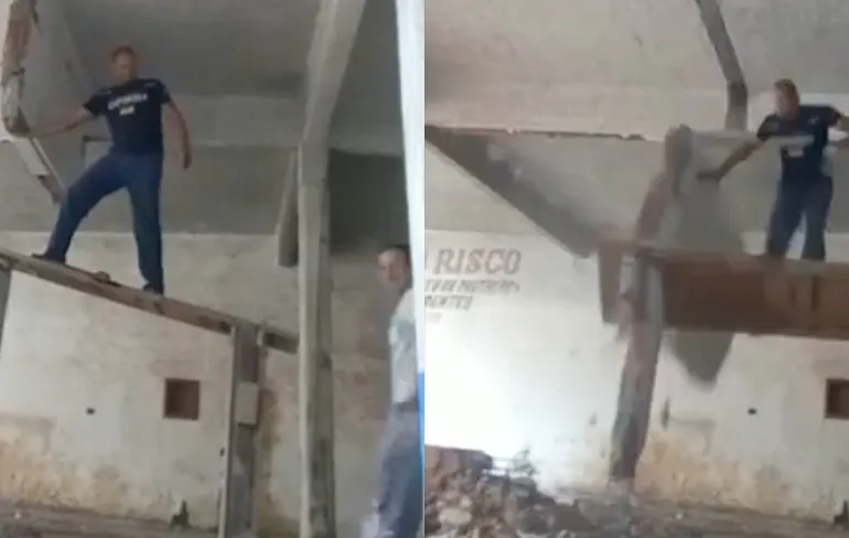 Beunhaas tikt wat stenen weg en gaat zelf ook neer