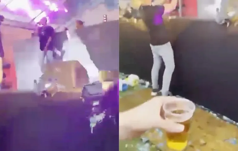 Bizzey krijgt biertje naar hoofd gegooid, maar weet te ontwijken met Matrix Move