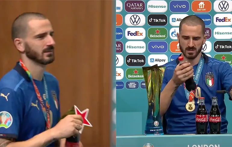 Bonucci spot met Pogba en Cristiano Ronaldo en drinkt cola en bier