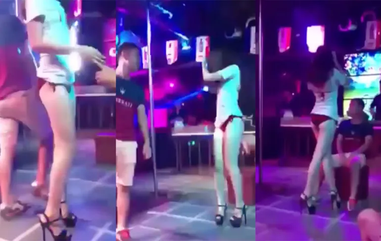 Boze vriendin trekt vriendje van podium tijdens lapdance