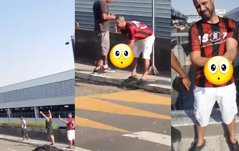 Braziliaanse supporter steekt vuurwerkje af en moet hand missen
