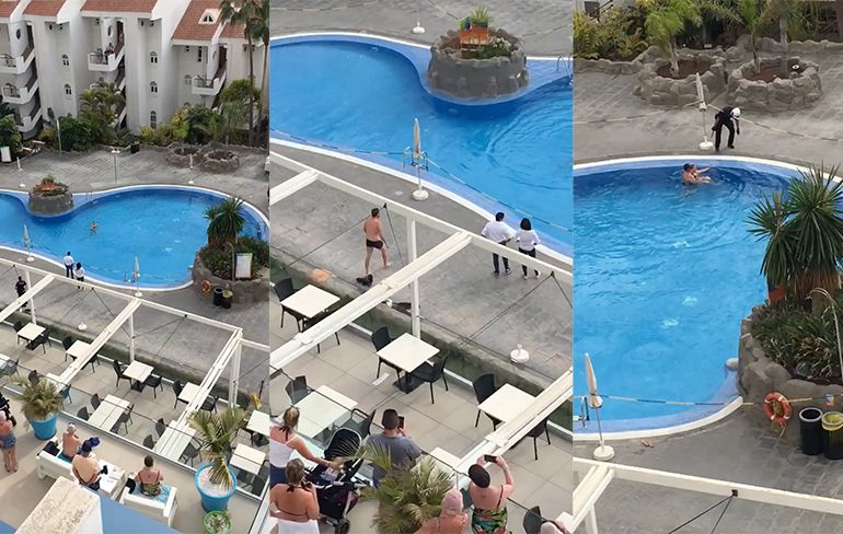 Britse vrouw op Tenerife uit zwembad gesleurd voor negeren regels lockdown