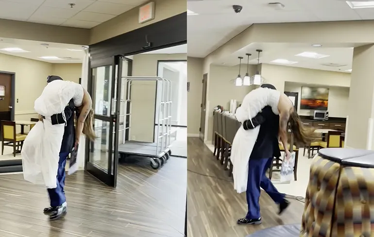 Bruidje is iets te hard gegaan op trouwerij