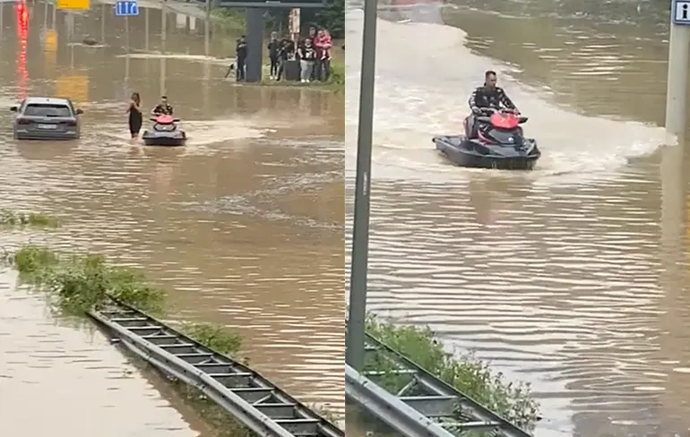 Buien zetten A79 onder water, dus waterplezier met een jetski