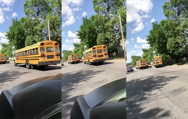 Buschauffeur in Minneapolis neemt een iets kortere route..