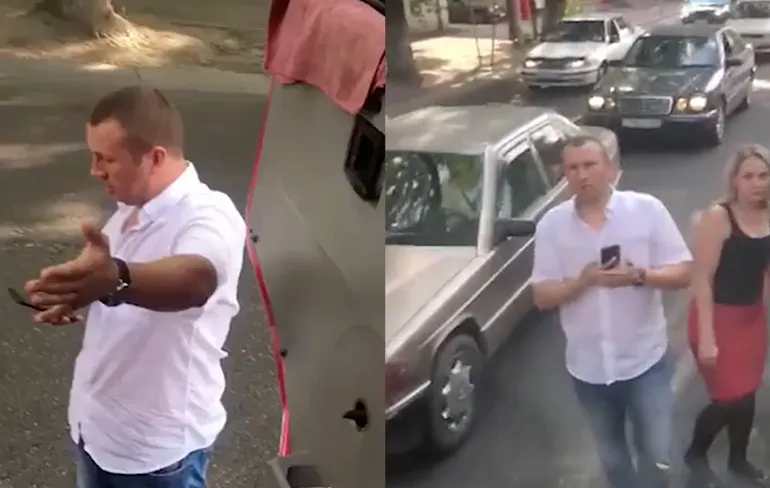 Chauffeur en stel in Nissan Patrol hebben ruzie in Almaty