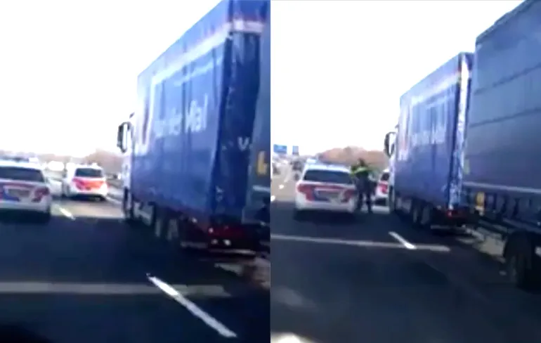 Chauffeur in gestolen vrachtwagen wil absoluut niet aan de kant gezet worden