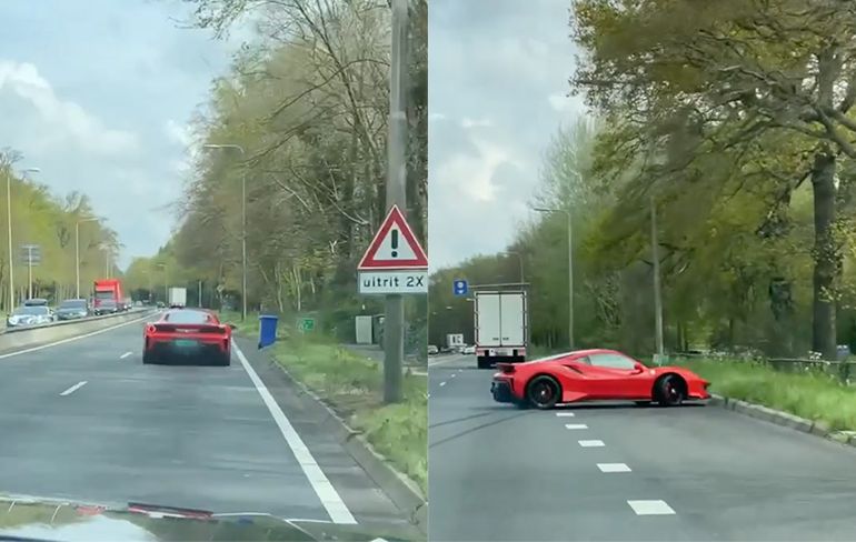 Chauffeur weet Ferrari 488 Pista in Wassenaar niet op de weg te houden