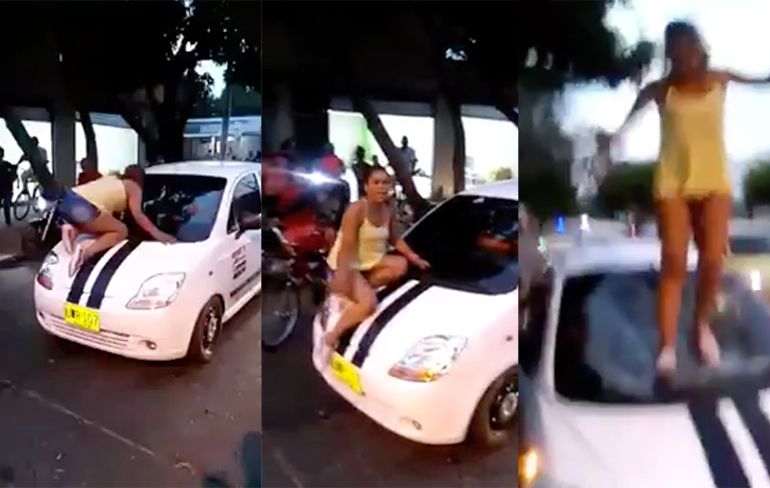 Colombiaanse vrouw ziet partner in auto met andere vrouw en sloopt auto