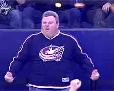 Columbus Blue Jackets ijshockey fan doet dansje!