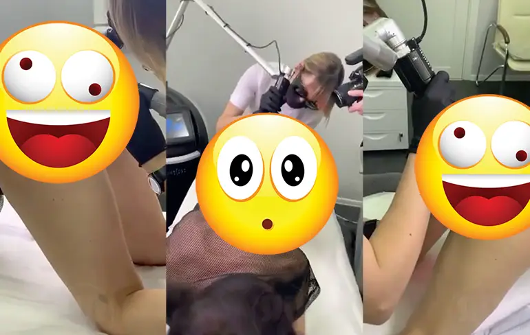 Dame heeft spijt van vlinder op haar achterwerk en laat deze verwijderen