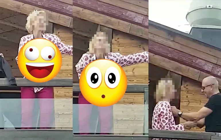 Dame laat pluspunt zien aan bezoekers Aprez Ski feestje