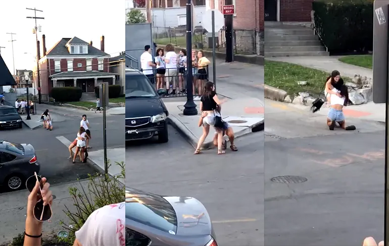 Dames op studentenfeestje van Ohio State University hebben moeite met lopen