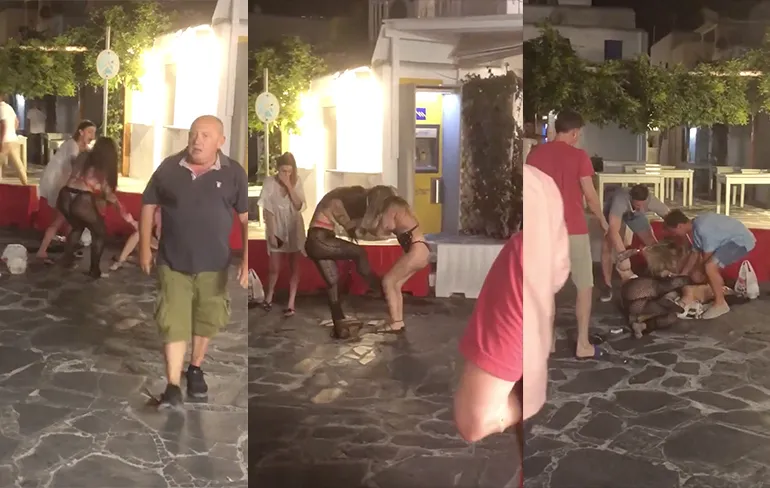 Dames vinden elkaar even niet zo lief op Mykonos
