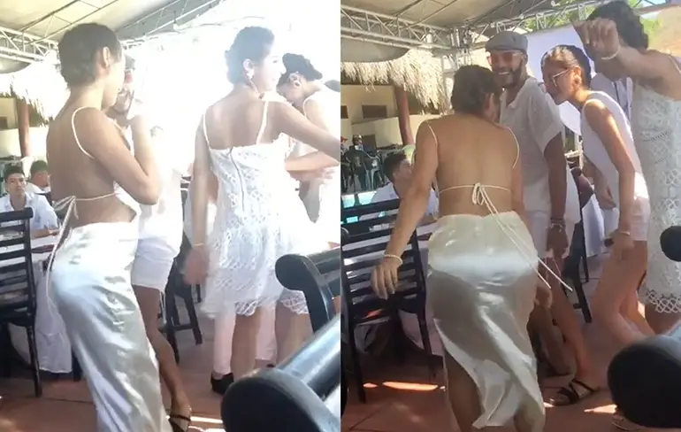 Dansende dame steelt de show op Tipitapa Mamanaya van Los Karkis