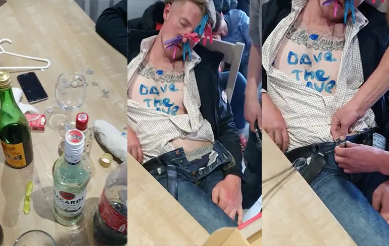 Dave is blauw in slaap gevallen bij vrienden en is nu nog blauwer...