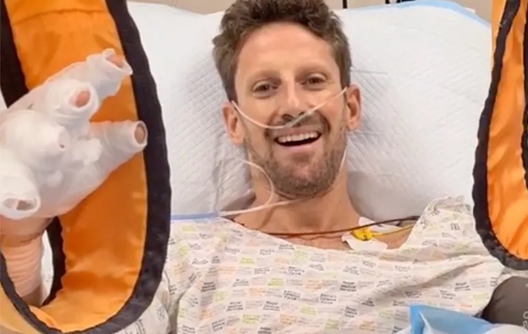 De beste Grosjean video van vandaag komt vanuit het ziekenhuis