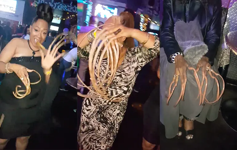 De club van dames met extreem lange nagels had een dagje uit?