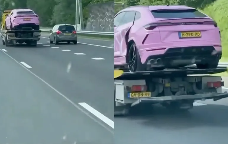 De Lamborghini Urus van Anna Nooshin is een klein beetje beschadigd
