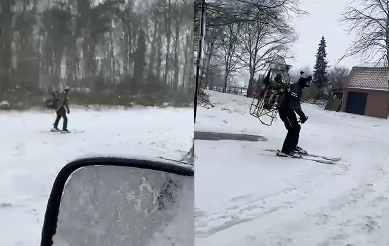 De meest awesome manier om jezelf te vervoeren in winters weer