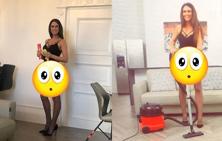 De schoonmaakservice in geboortekostuum van Nikki Belton loopt goed