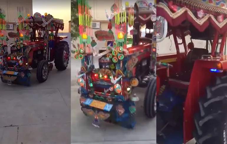 De trekker van de hipste boer uit de wijde omtrek