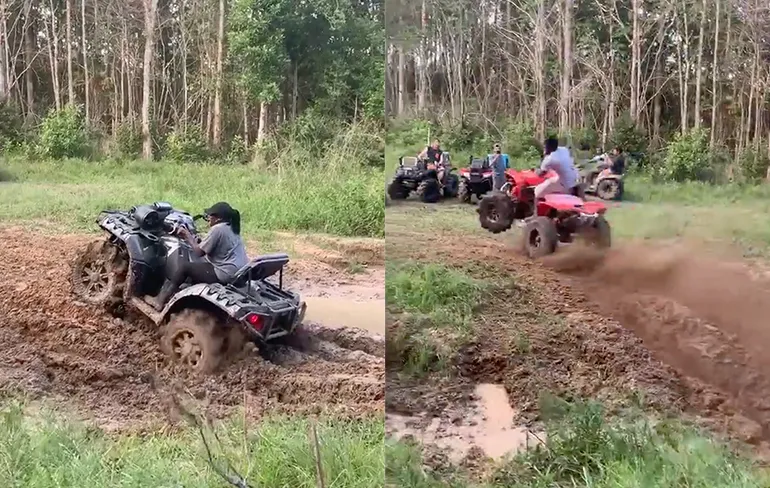 Door modder rijden is een uitdaging, maar remmen was nog grotere uitdaging