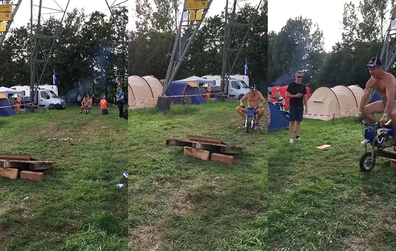 Dronken Duitser doet stunt op TT Camping Oostra