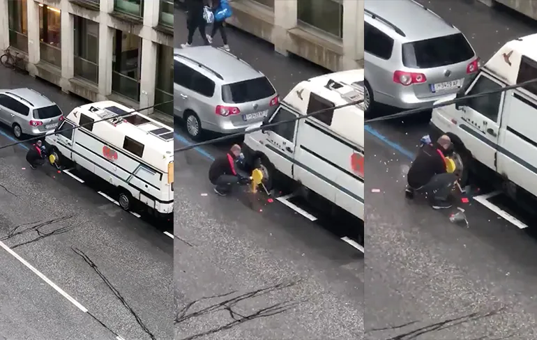 Dubbele pech voor man die wielklem probeert te verwijderen