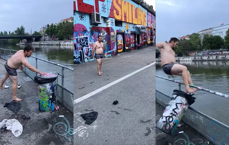 Duitser neemt een creatieve duik