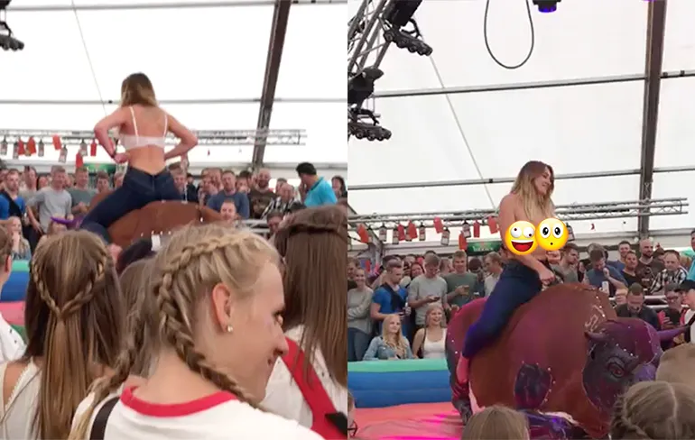 Duitsers hebben geen humor, maar vermaak op mechanische stier snappen ze wel