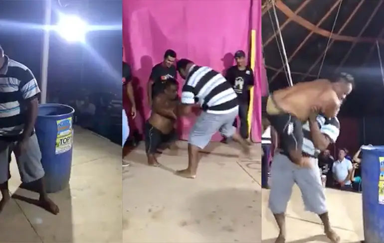 Dwerg verliest tijdens dwerg-rodeo in Brazilië