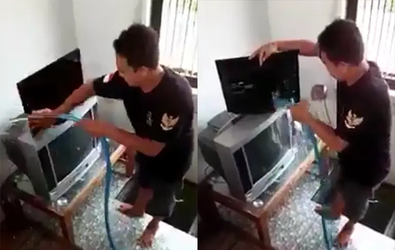 Een schone televisie kijkt lekkerder weg, maar dit is niet de manier