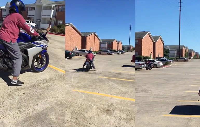 Eerste motorrijles duidelijk geen groot succes...