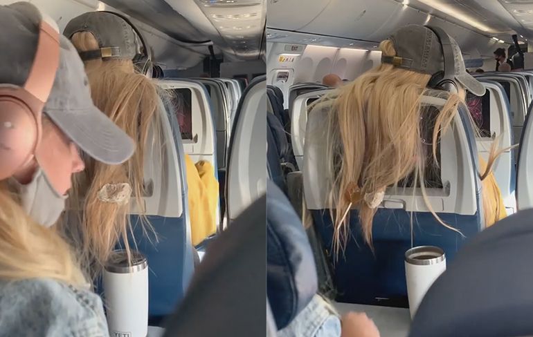 Egoïstische chick kan na ritje in vliegtuig toch even naar de kapper