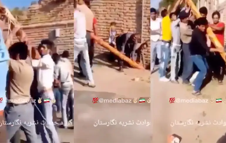 Elektriciteitspaal plaatsen in Iran gaat niet zo goed