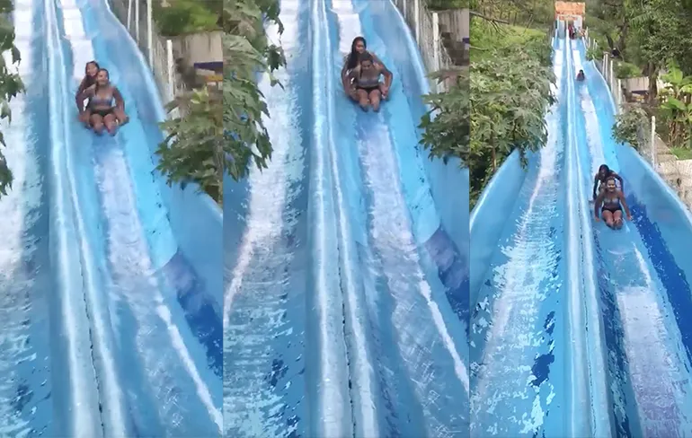 En daarom treuzel je niet op een waterglijbaan!