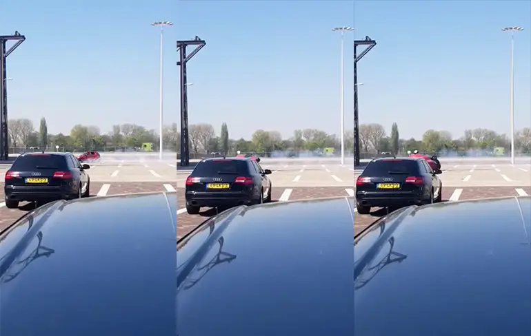 Even stoer doen op de parkeerplaats met je autootje... KNEUS!